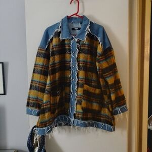 JADED UK Plaid Denim-Trimmed Women's Jacket L